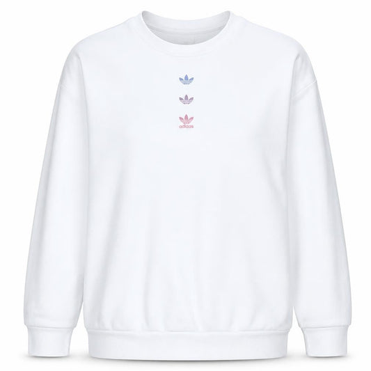 Adidas Womens White Pullover Sweatshirt Size 14 Crew Neck Logo Print