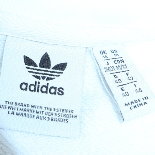 Adidas Womens White Pullover Sweatshirt Size 14 Crew Neck Logo Print