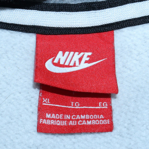 Nike Men Grey XL Pullover Hoodie with Logo Print and Kangaroo Pocket