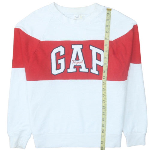GAP Men's White Red Logo Sweatshirt XS Pullover Crew Neck