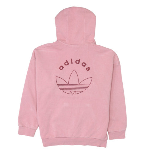 Adidas Girls Pink Pullover Hoodie Cotton Blend Regular Fit Sweatshirt