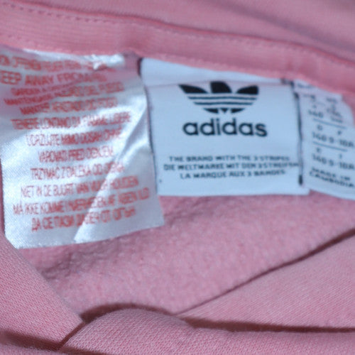 Adidas Girls Pink Pullover Hoodie Cotton Blend Regular Fit Sweatshirt