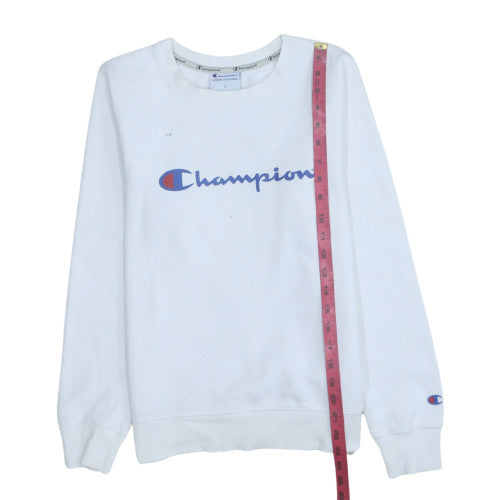 Champion Men's White Small Crew Neck Pullover Sweatshirt