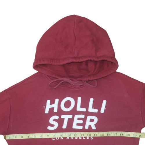 Hollister Mens Red Pullover Hoodie M Graphic Print Fleece Sweatshirt