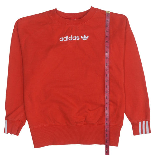 Adidas Womens Red Crew Neck Pullover Sweatshirt Size 8