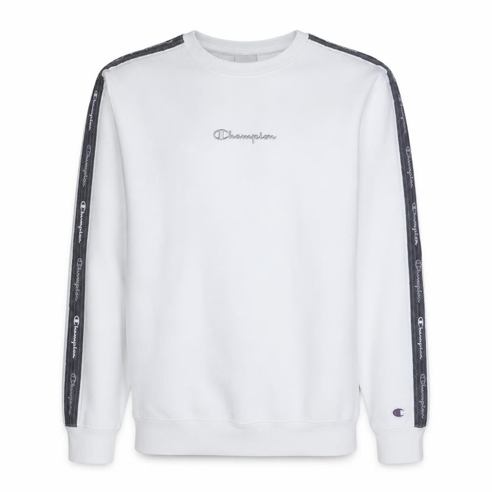 Champion Men's White Pullover Sweatshirt Medium Logo Fleece