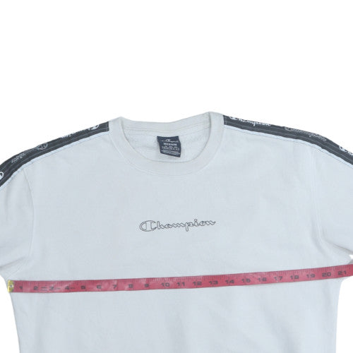 Champion Men's White Pullover Sweatshirt Medium Logo Fleece