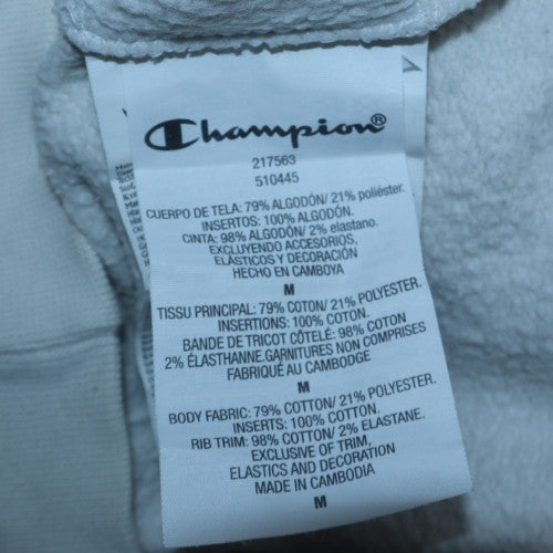 Champion Men's White Pullover Sweatshirt Medium Logo Fleece