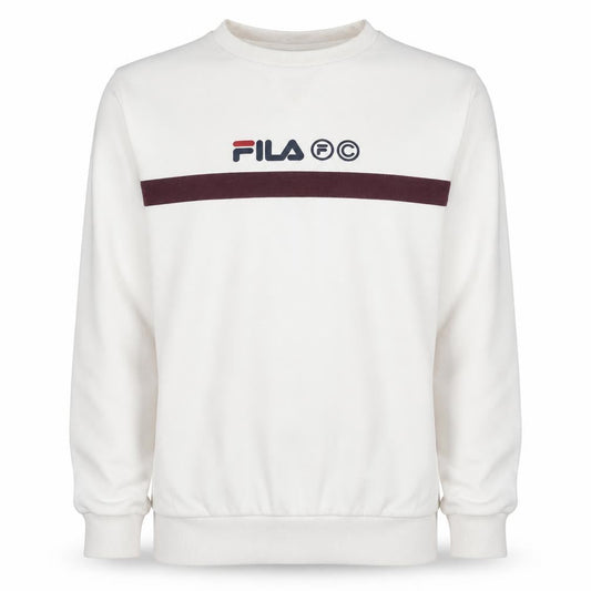 Fila Men’s White Pullover Sweatshirt Size S Logo Crew Neck Jumper