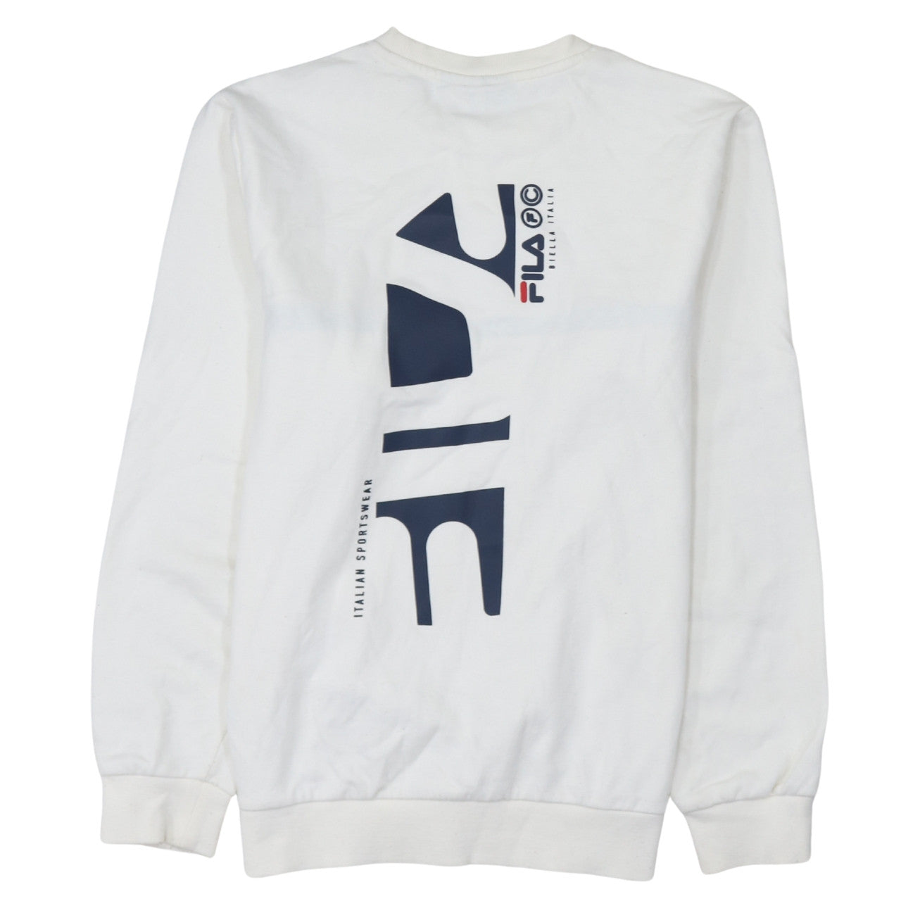 FILA Men’s White Pullover Sweatshirt Size S Logo Crew Neck Jumper