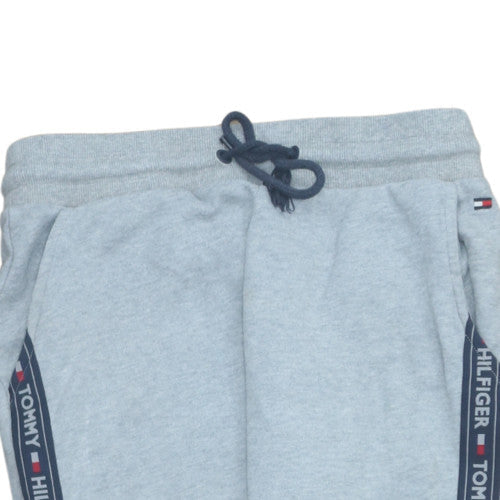 Tommy Hilfiger Men's Grey Jogger Trousers Size S Logo Tape Cotton Blend
