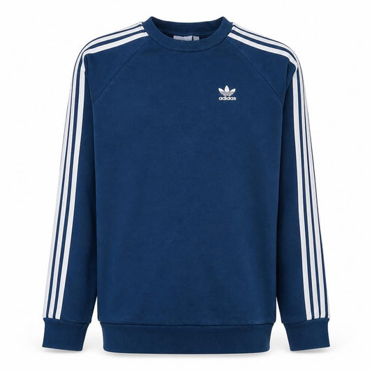 Adidas Men Blue XS Pullover Sweatshirt with Logo Stripes