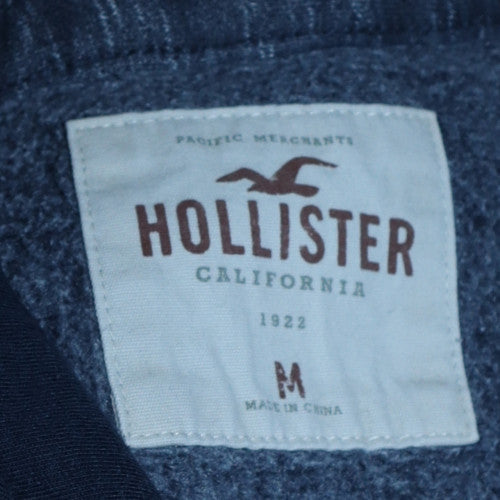 Hollister Men Blue Pullover Hoodie M Fleece Logo Sweatshirt