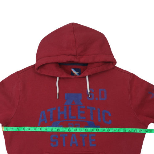 Superdry Mens Red Pullover Hoodie Size M Fleece Logo Sweatshirt