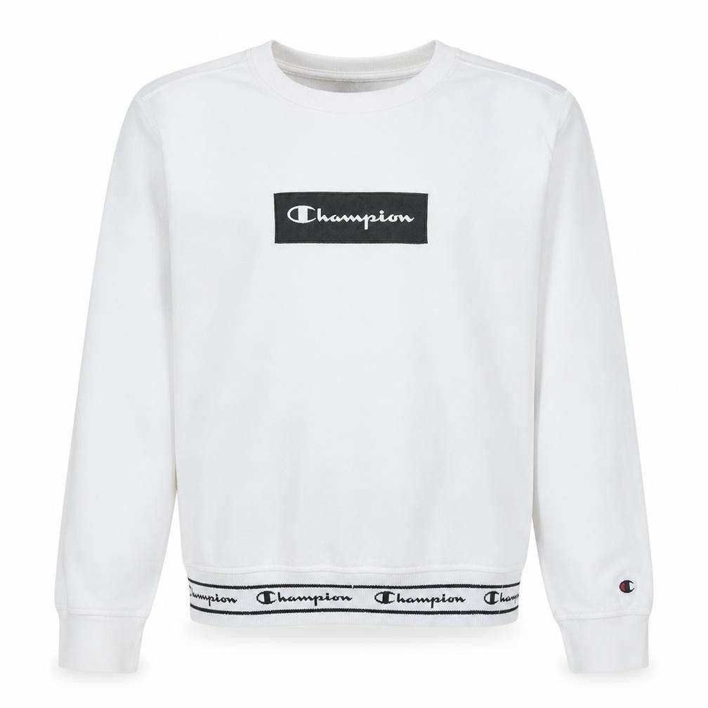 Champion Men's White Logo Pullover Sweatshirt Medium