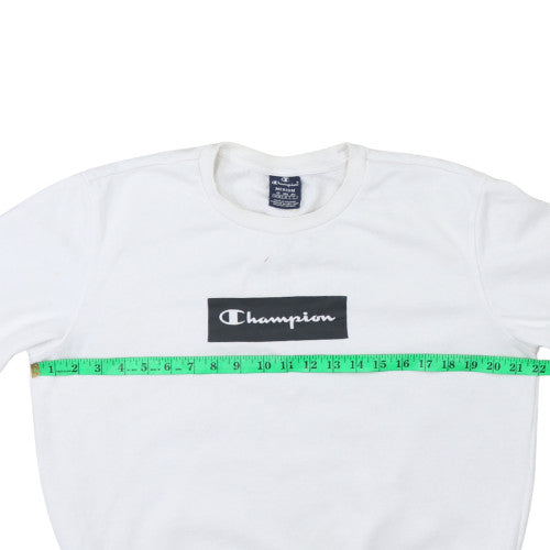 Champion Men's White Logo Pullover Sweatshirt Medium