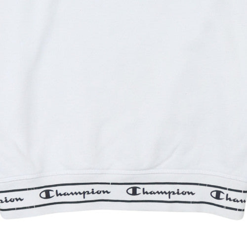 Champion Men's White Logo Pullover Sweatshirt Medium