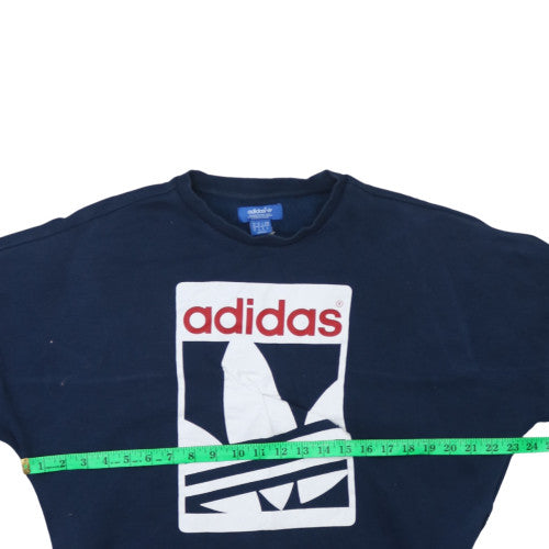 adidas Men Blue Pullover Sweatshirt M Logo Graphic Fleece
