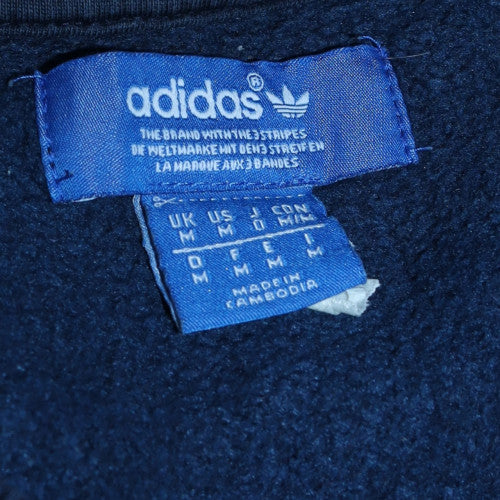 adidas Men Blue Pullover Sweatshirt M Logo Graphic Fleece