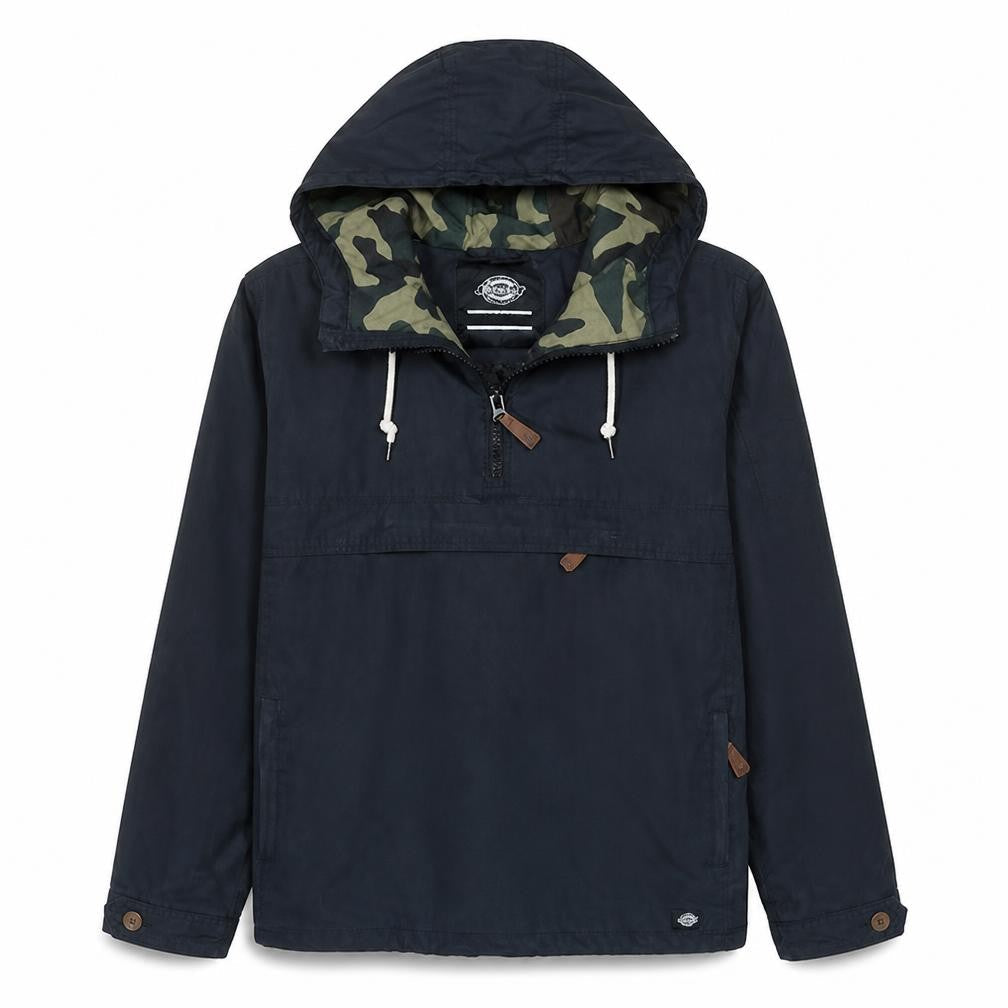 Dickies Men's Black Small Hooded Anorak Jacket with Camouflage Lining