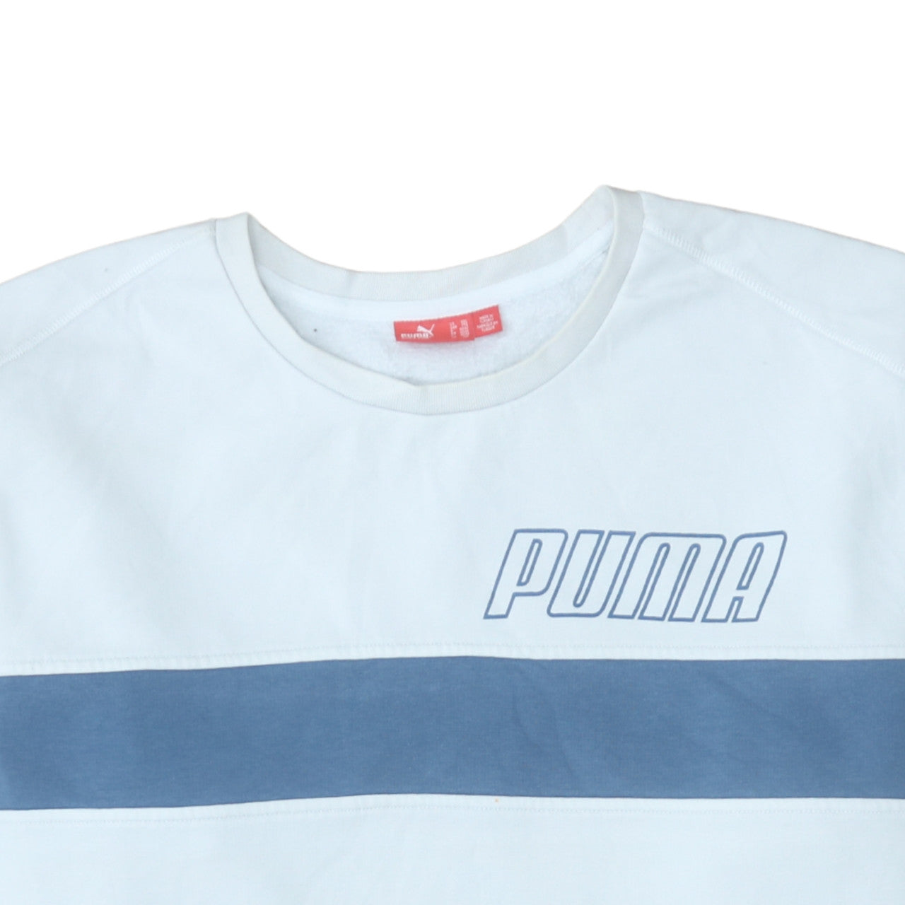 Puma Men’s White Blue 2XL Pullover Crew Neck Sweatshirt