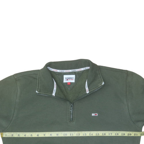 Tommy Jeans Men's Green 1/4 Zip Fleece Sweatshirt Size S