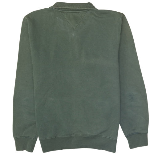 Tommy Jeans Men's Green 1/4 Zip Fleece Sweatshirt Size S