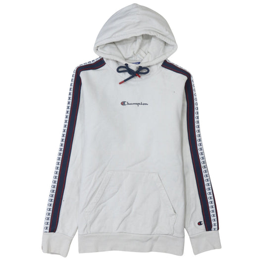 Champion Men's White Pullover Hoodie Medium Logo Stripe