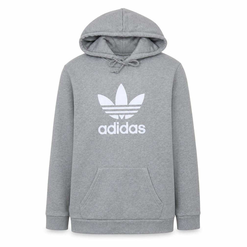 Adidas Mens Grey Pullover Hoodie XS Regular Fit Logo Sweatshirt