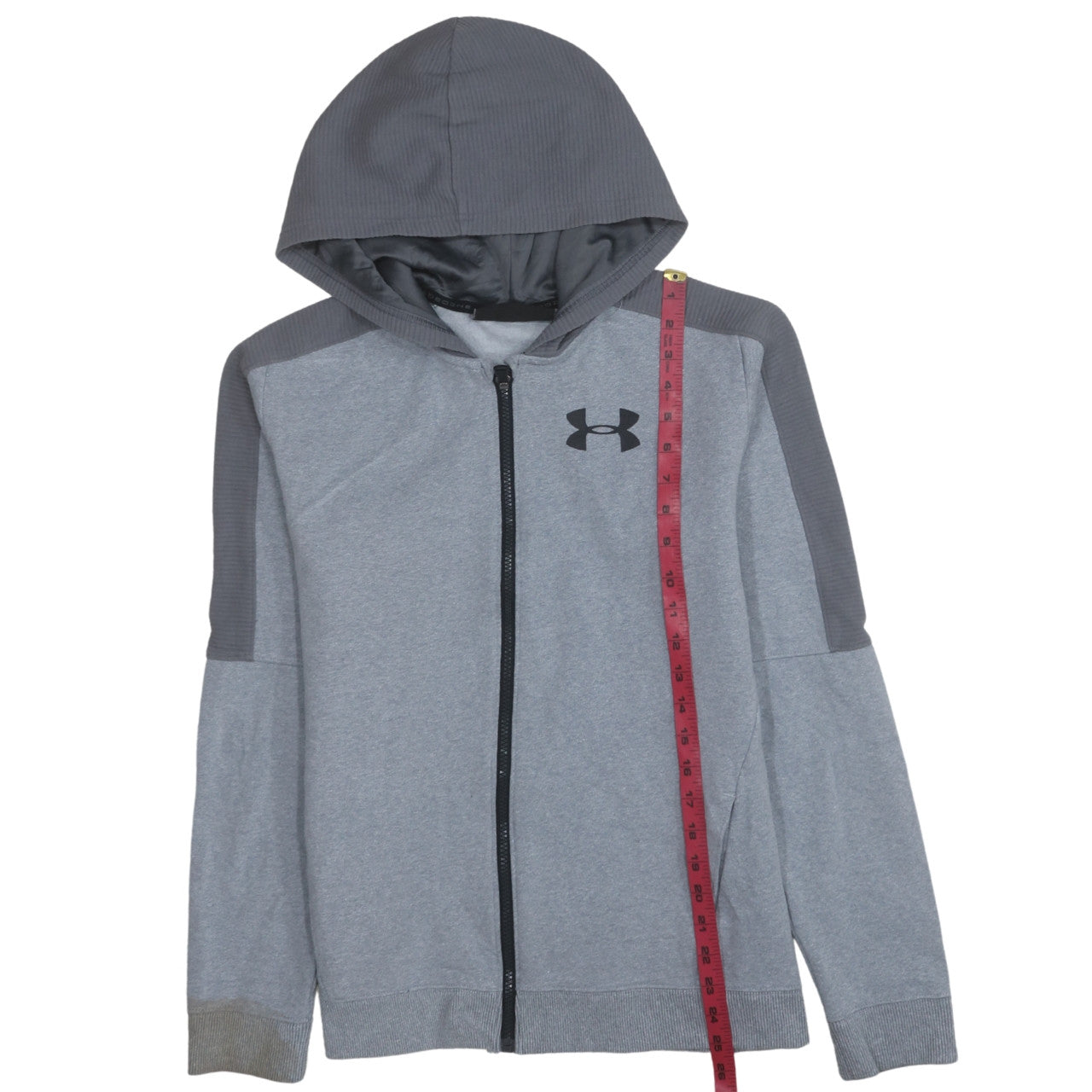 Under Armour Teens Grey Full Zip Hoodie L Relaxed Fit ColdGear