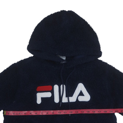 FILA Men's Blue Fleece Pullover Hoodie Size M Logo Sportswear