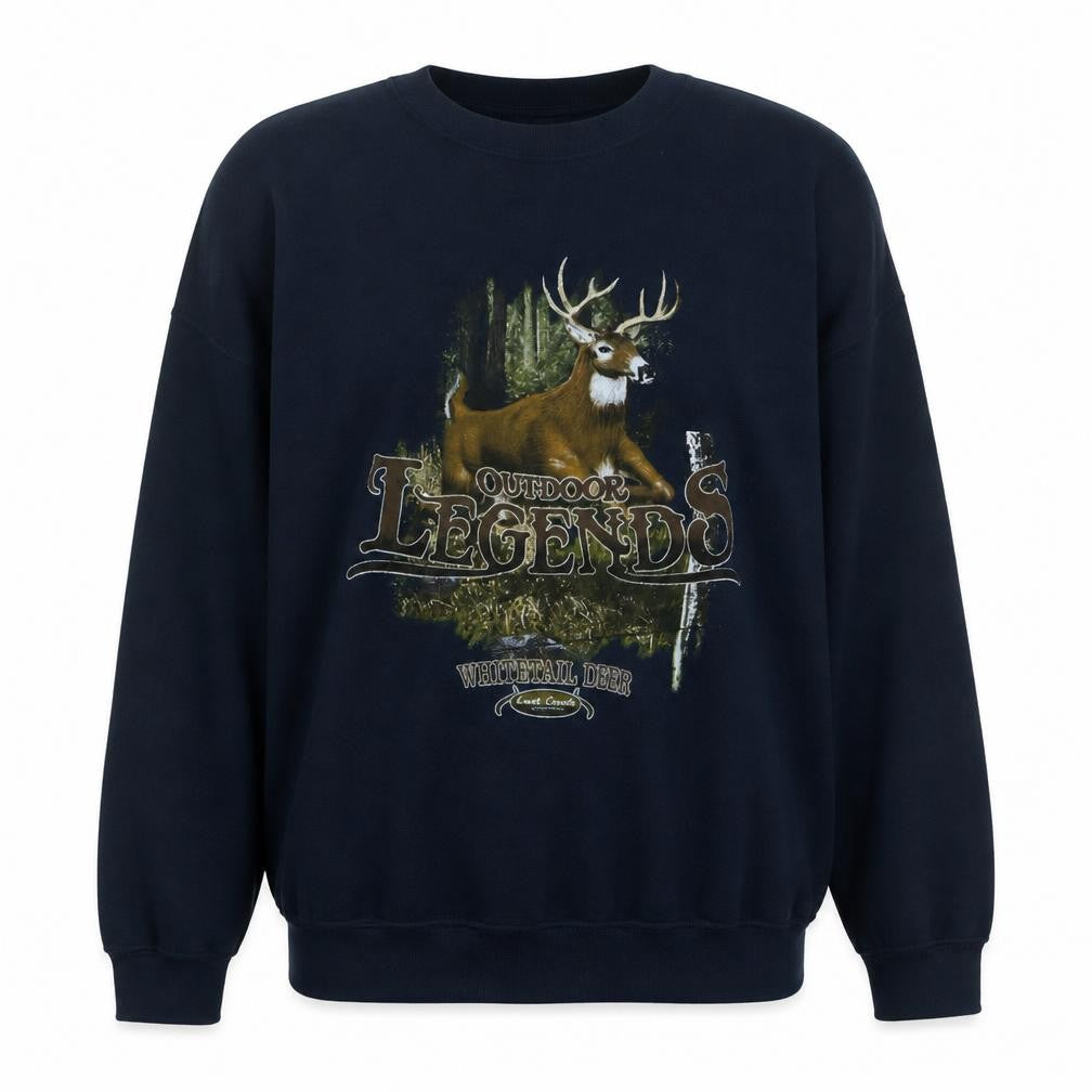 Gildan Heavy Blend Womens Navy XL Pullover Sweatshirt Deer Graphic