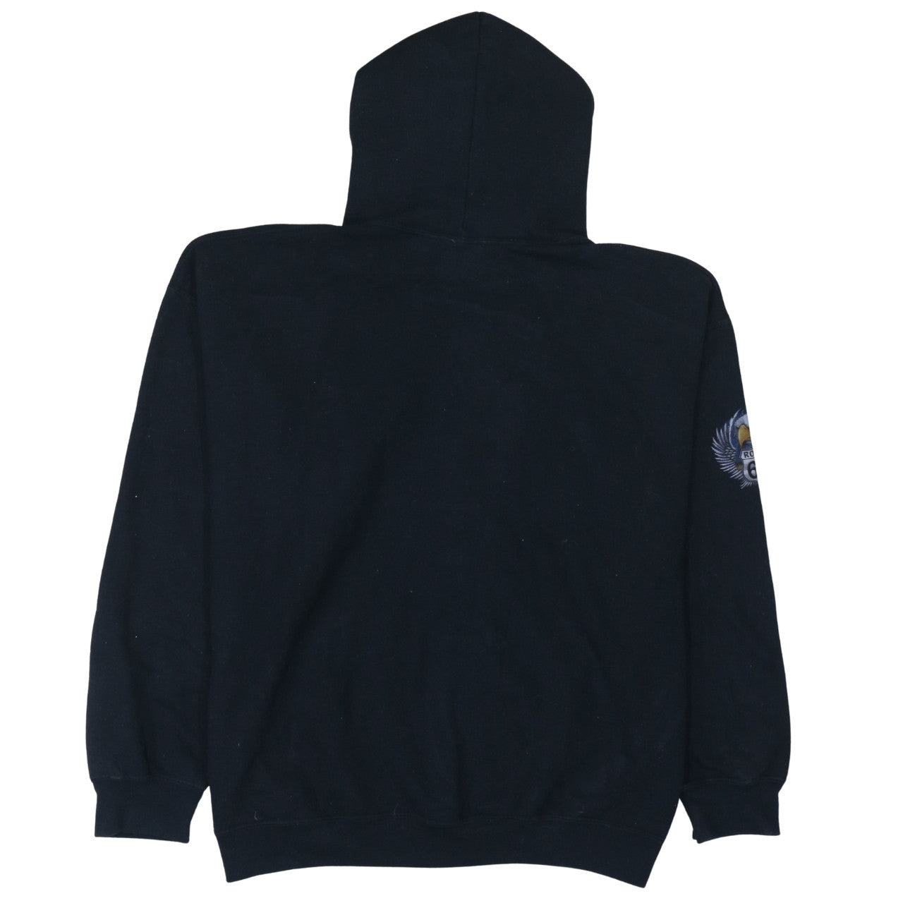 Gildan Men’s Black XL Pullover Hoodie Route 66 Eagle Graphic Heavyweight