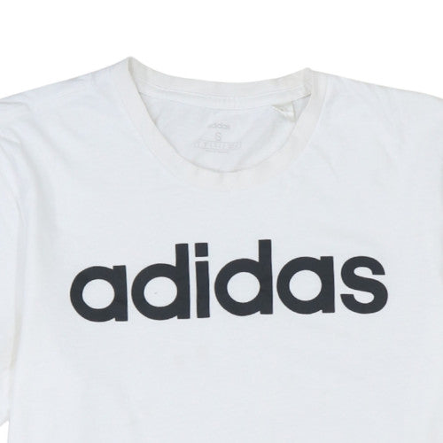 Adidas Men's White Small Logo Crew Neck Cotton T-Shirt