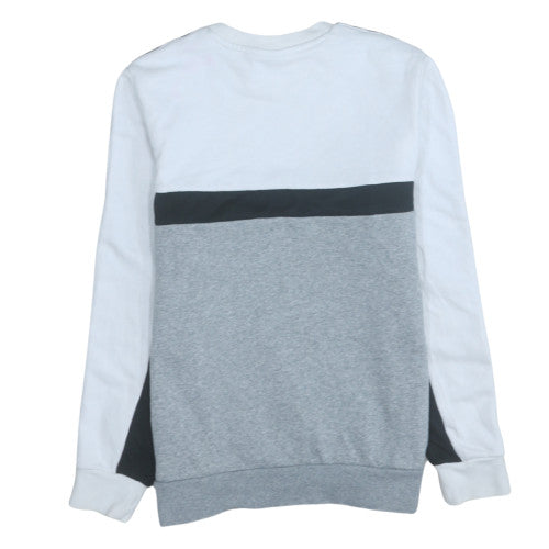 Adidas Mens Grey White Crew Neck Sweatshirt L Classic Logo Pullover