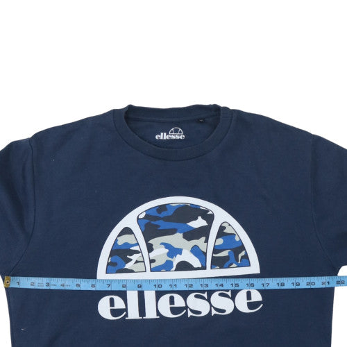 Ellesse Men's Blue Camo Logo Crew Neck Sweatshirt M