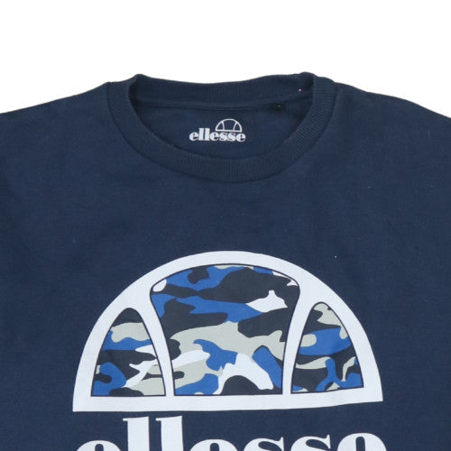 Ellesse Men's Blue Camo Logo Crew Neck Sweatshirt M