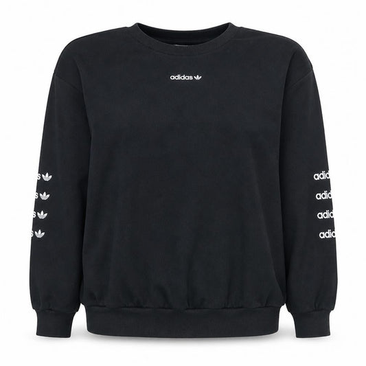 Adidas Women Black Logo Sweatshirt Size 8 Crew Neck Pullover