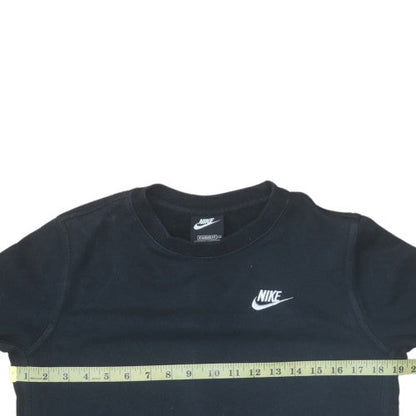Back view of Nike girls’ black xl fleece crew neck pullover sweatshirt