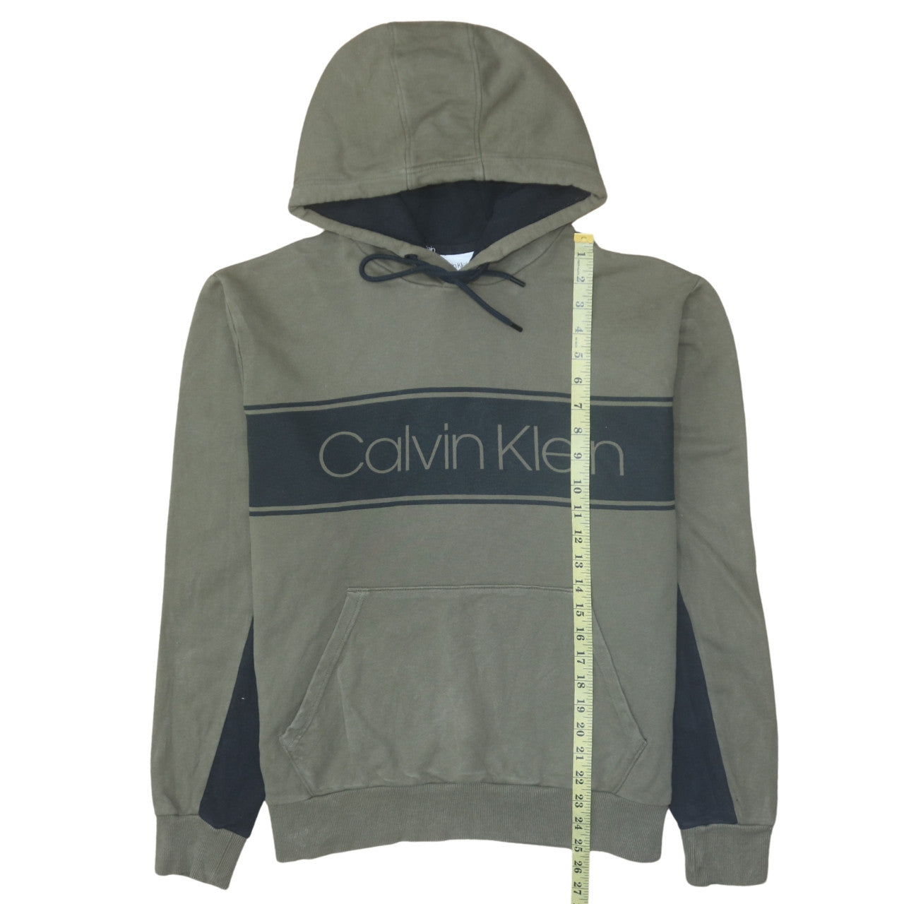 Calvin Klein Men's Green Pullover Logo Hoodie Size L
