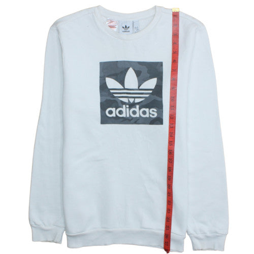 Adidas Boys White Crew Neck Sweatshirt XL 15-16 Years Logo Print