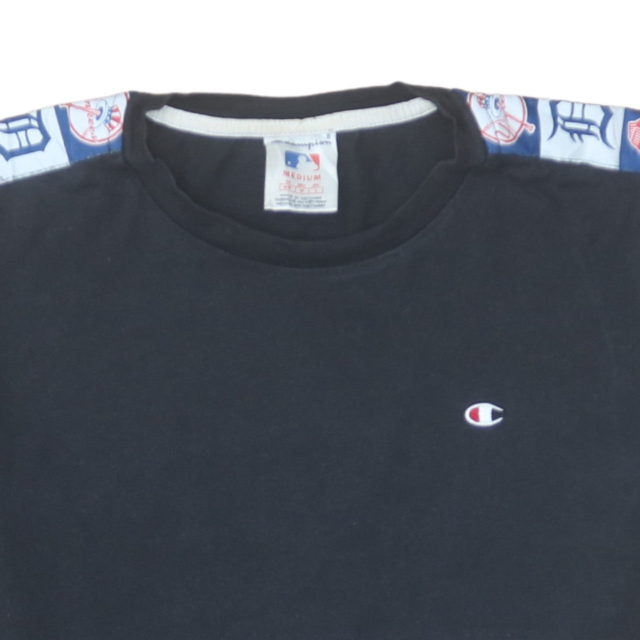 Champion MLB Black T-Shirt Men Medium Cotton Short Sleeve Sports