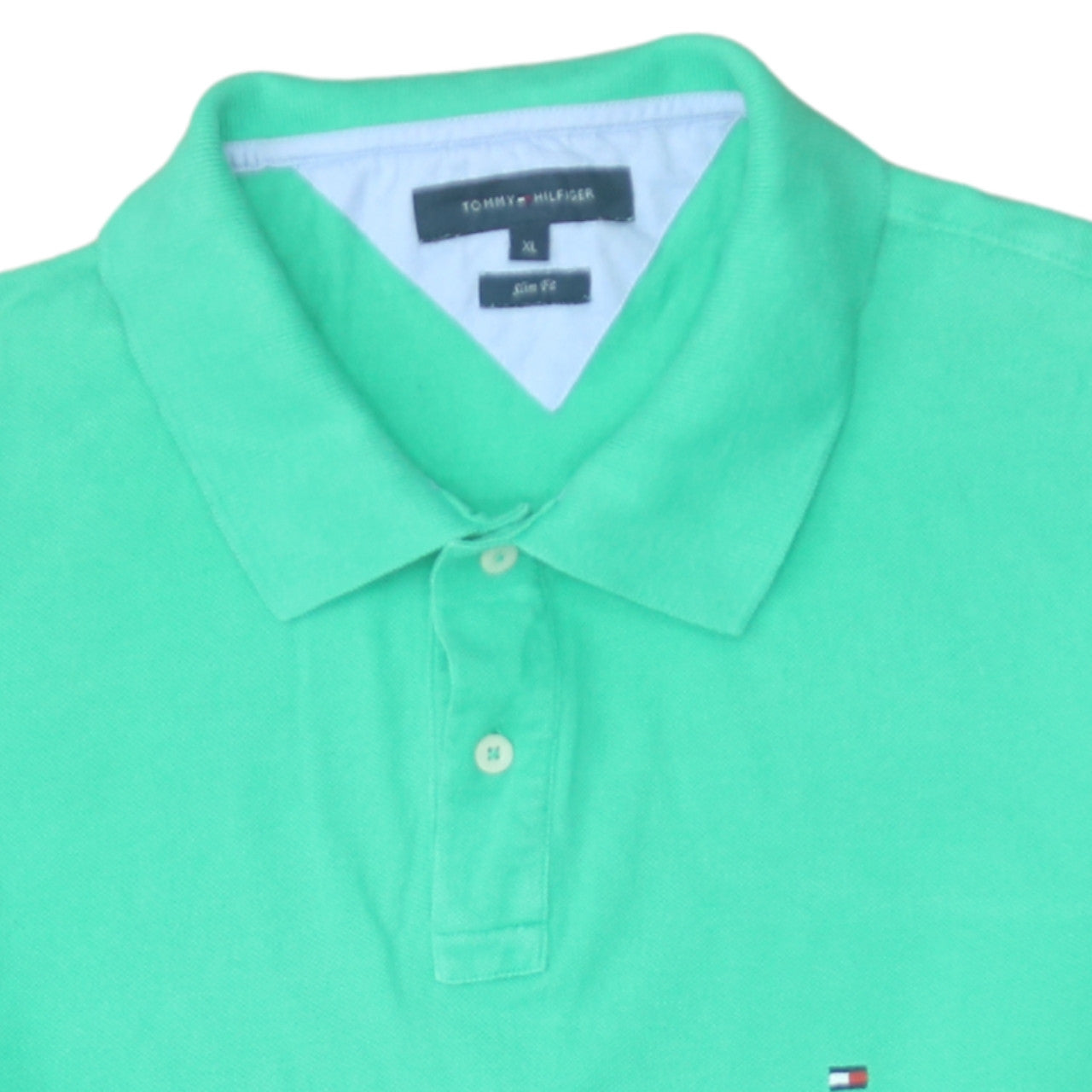 Tommy Hilfiger Men's Green Slim Fit Cotton Polo Shirt XL