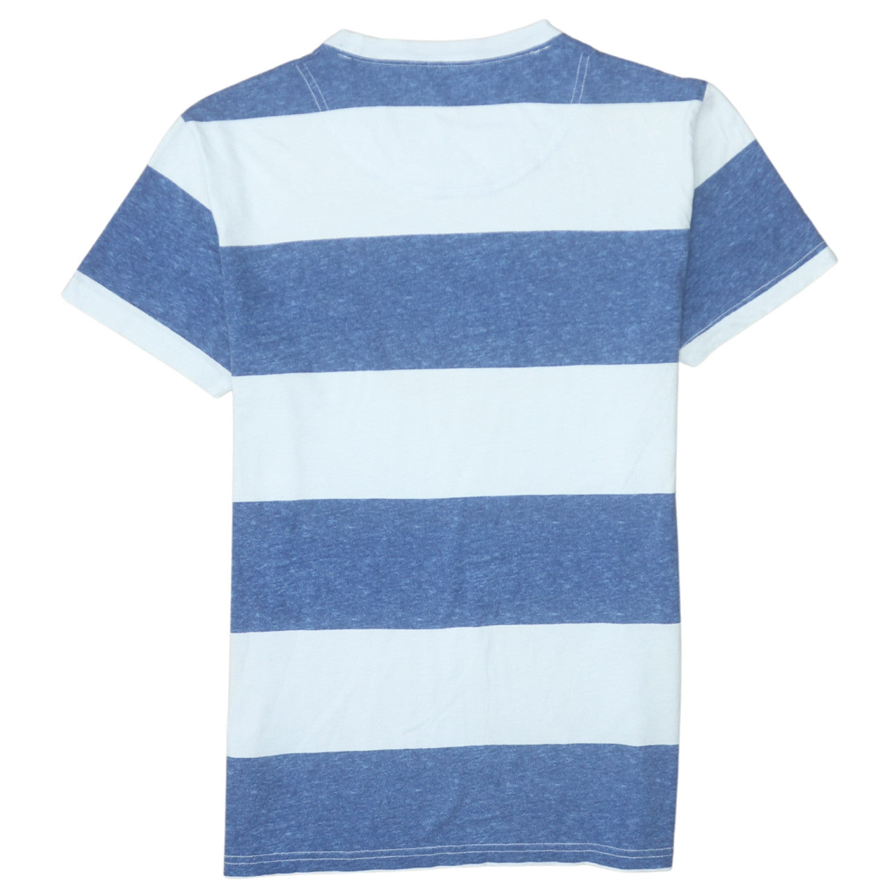 Hollister Men's Blue & White Striped Crew Neck T-Shirt XS