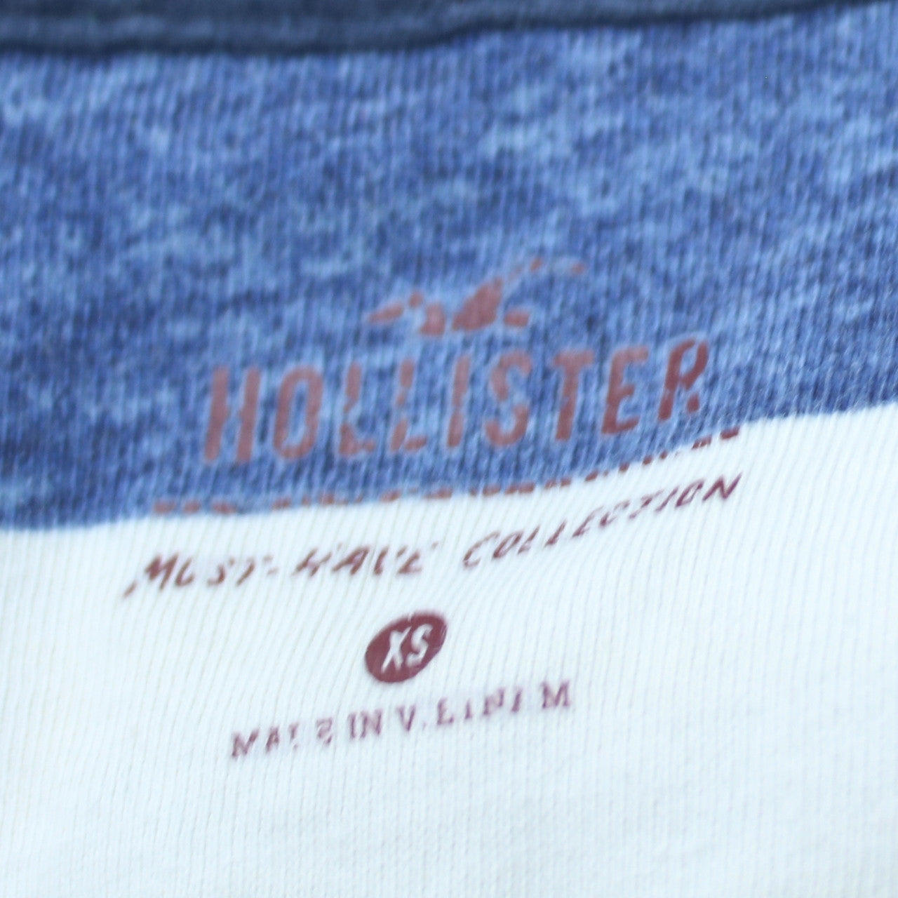 Hollister Men's Blue & White Striped Crew Neck T-Shirt XS
