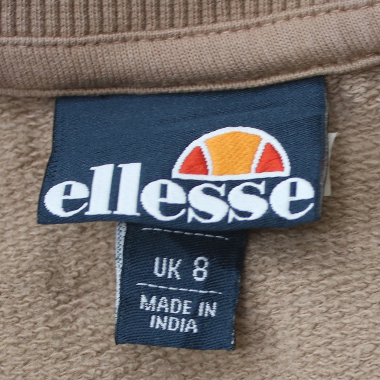 Ellesse Womens Beige Cotton Crew Neck Pullover Sweatshirt UK 8
