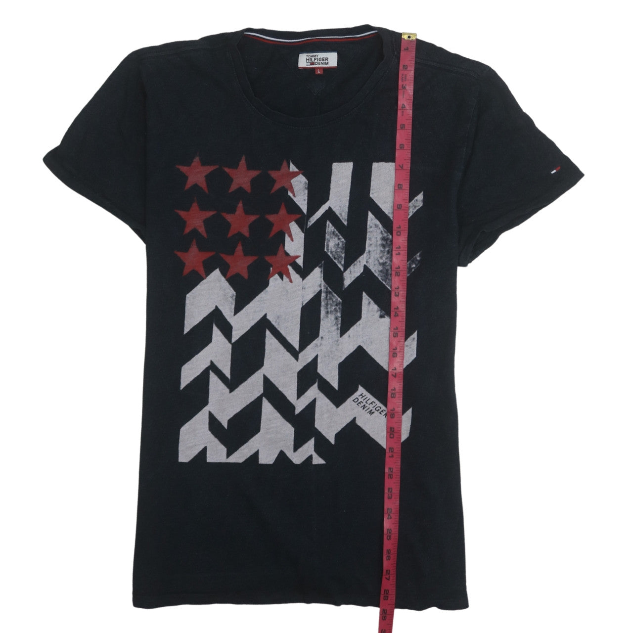 Tommy Hilfiger Denim Men's Black Graphic Print Crew Neck T-Shirt Size L