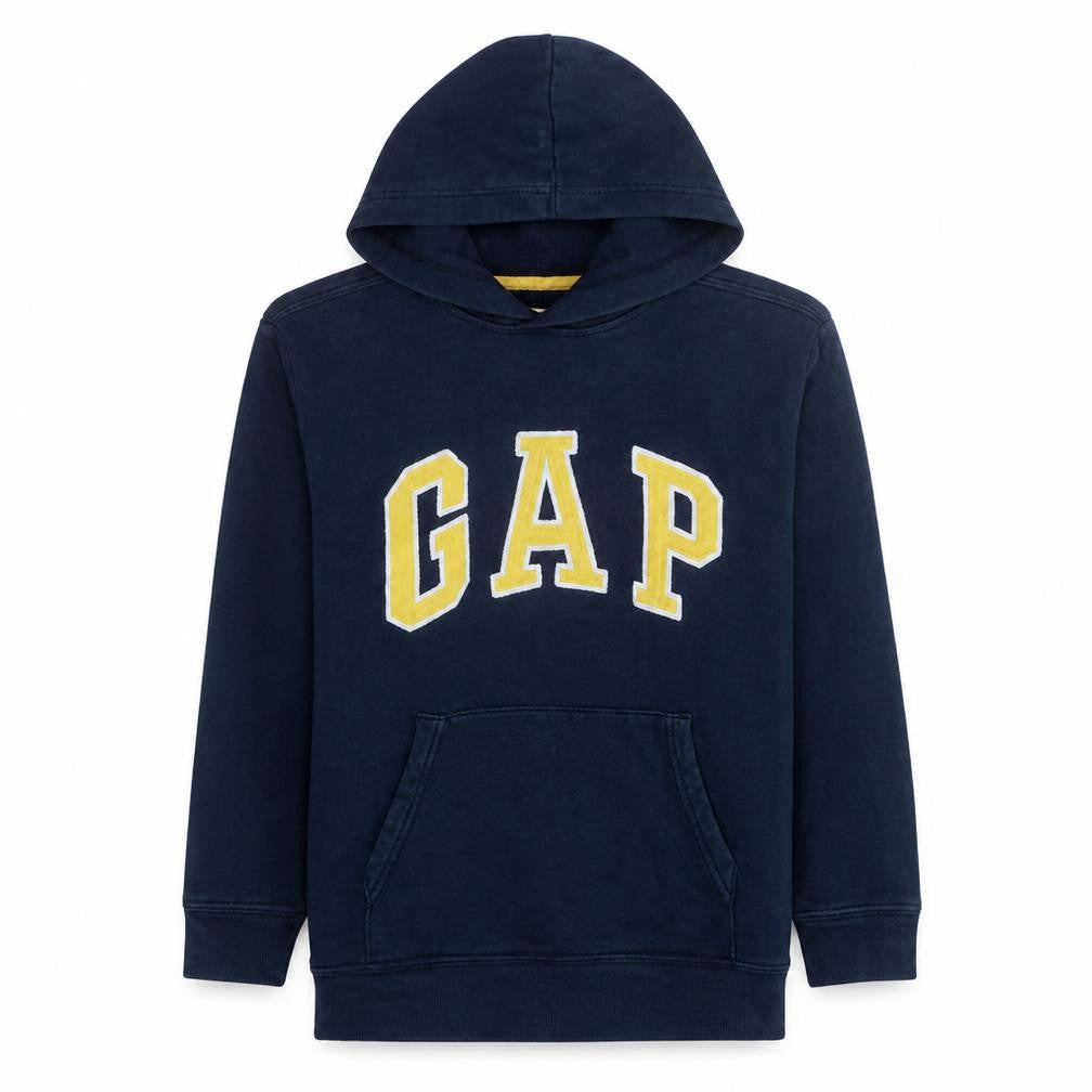 Gap Boys Blue XL Pullover Fleece Hoodie with Yellow Logo