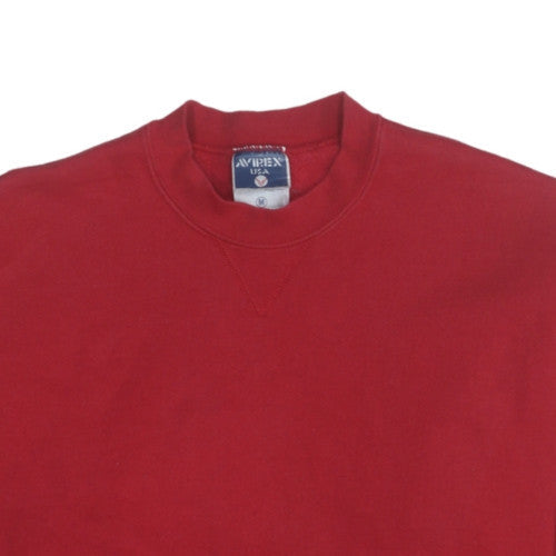 Avirex USA Men's Red Medium Crew Neck Fleece Sweatshirt