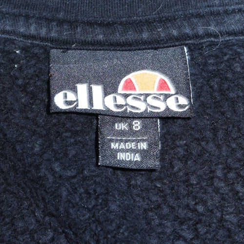Ellesse Womens Black Full Zip Hoodie UK 8 Cotton Blend Casual